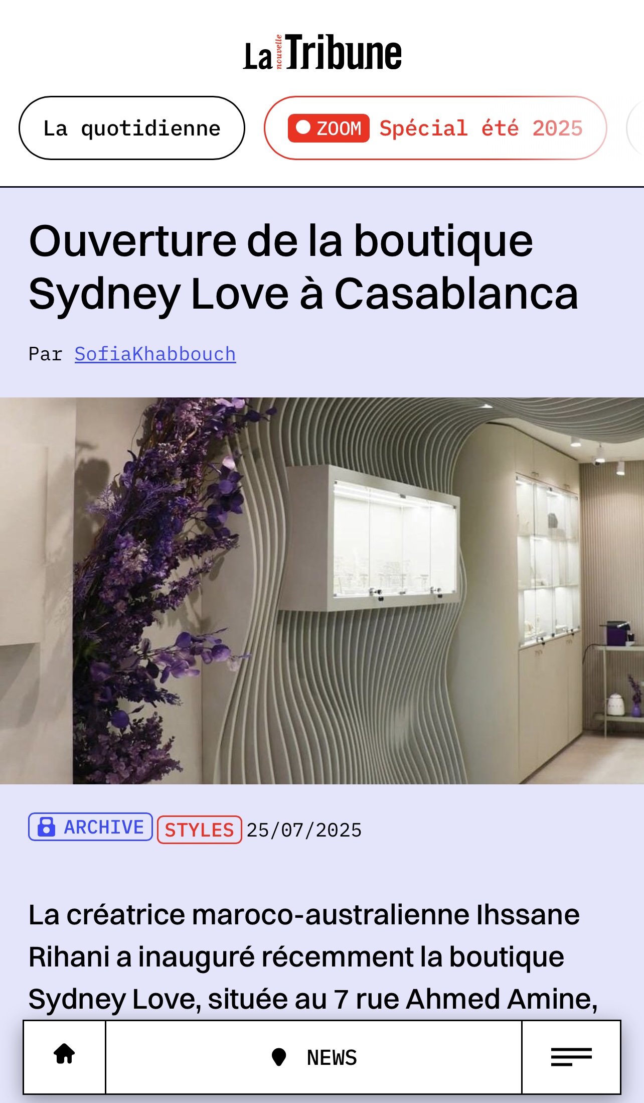 Revue de presse Sydney Love